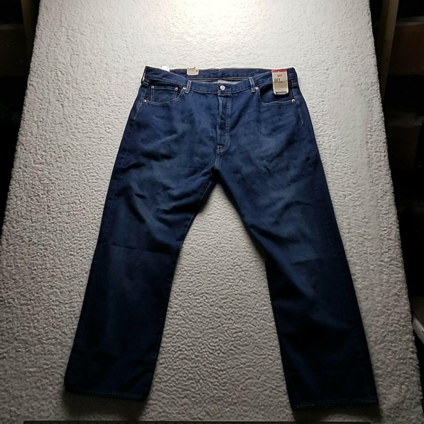 Levis 501 Jeans Mens 42x30 Blue Regular Fit Straight Leg Button Fly Denim Pants